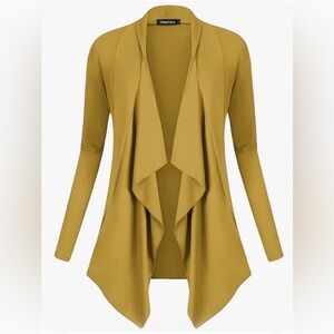 🟡 MUSTARD YELLOW DRAPE FRONT OPEN CARDIGAN LONG SLEEVE - BRAND NEW 🟡